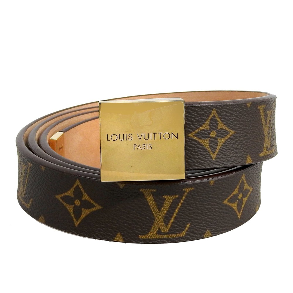 LOUIS VUITTON Louis Vuitton Ceinture Monogram Canvas Belt Gold Hardware Made ...